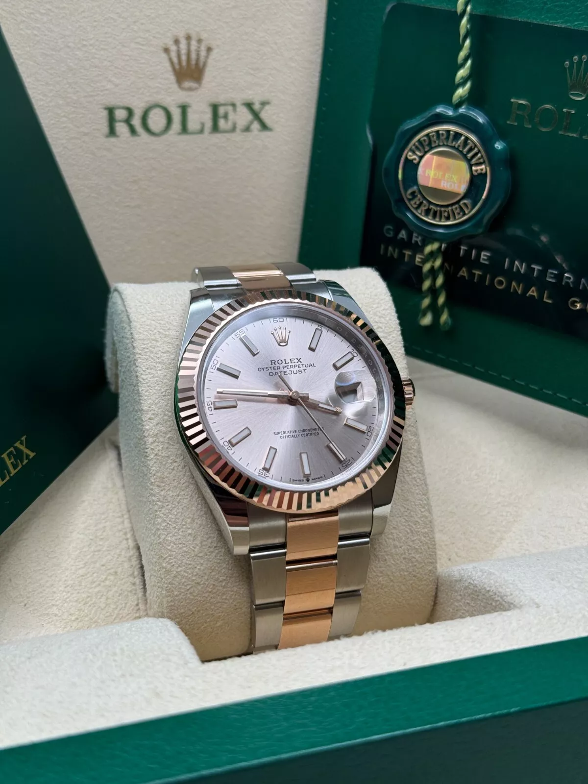 【Super Clone】ROLEX Datejust 41mm 126331 Sundust Index Oyster Steel and Everose Gold Watch