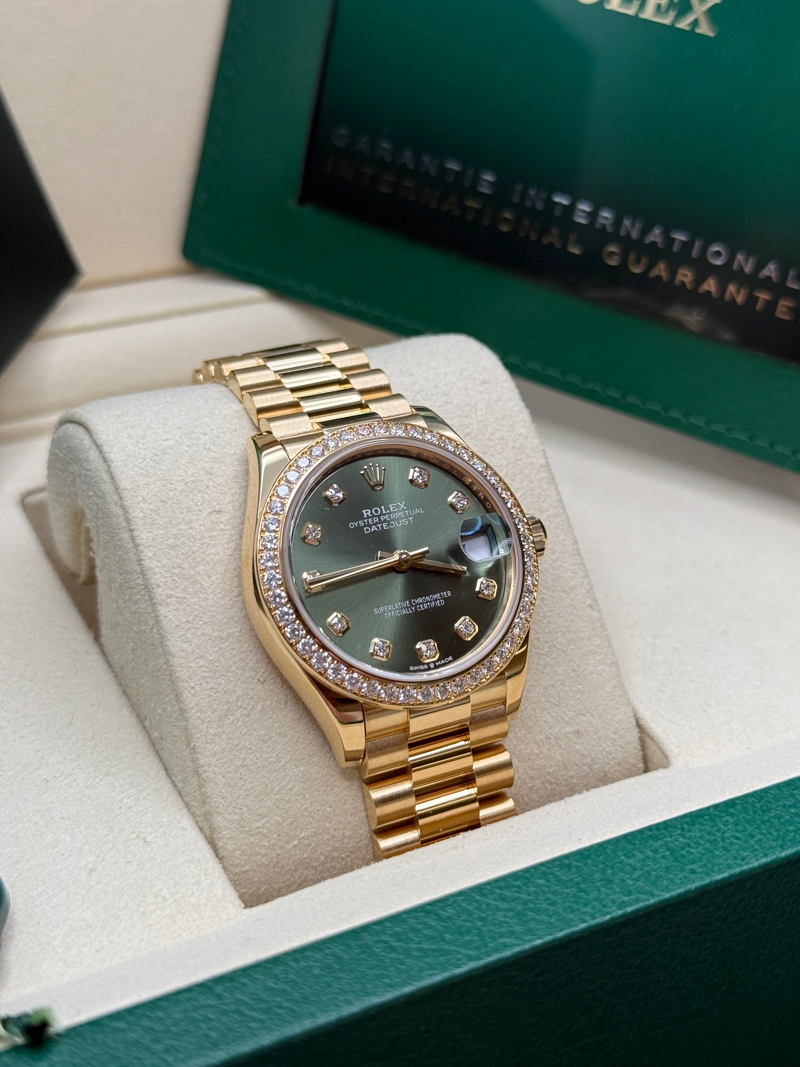 【Super Clone】ROLEX Datejust m278288RBR-0007 Olive Green 31mm Dial President Bracelet Watch