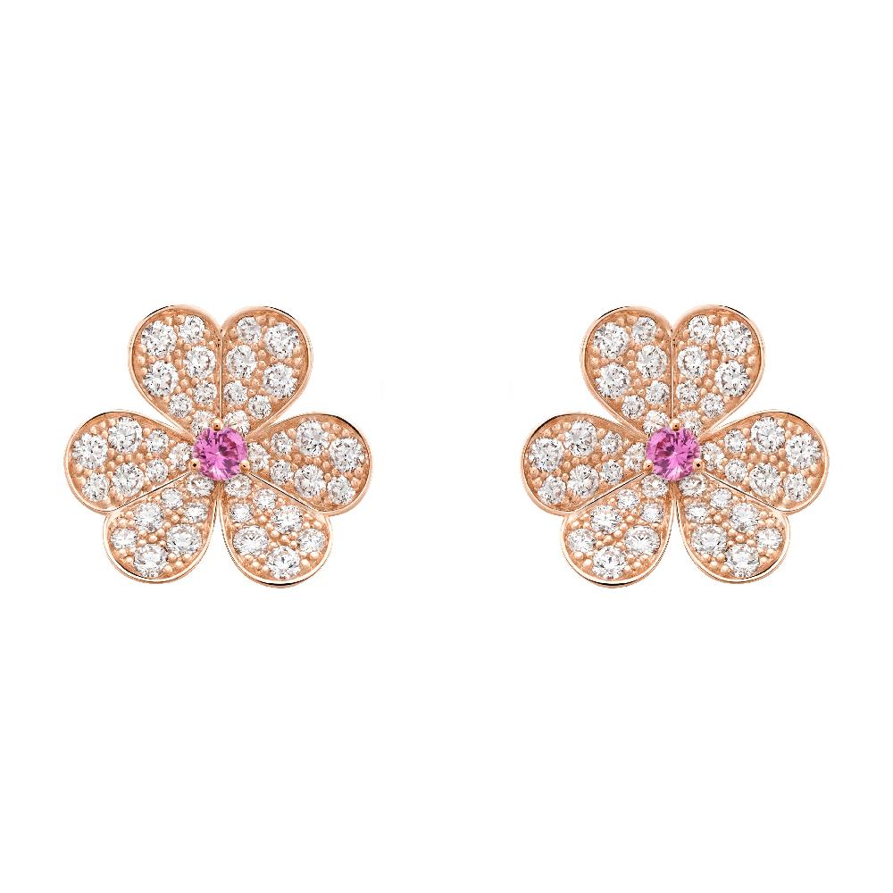 Regalia jewelryFRIVOLE PINK GOLD FLOWER DIAMOND EARRINGS