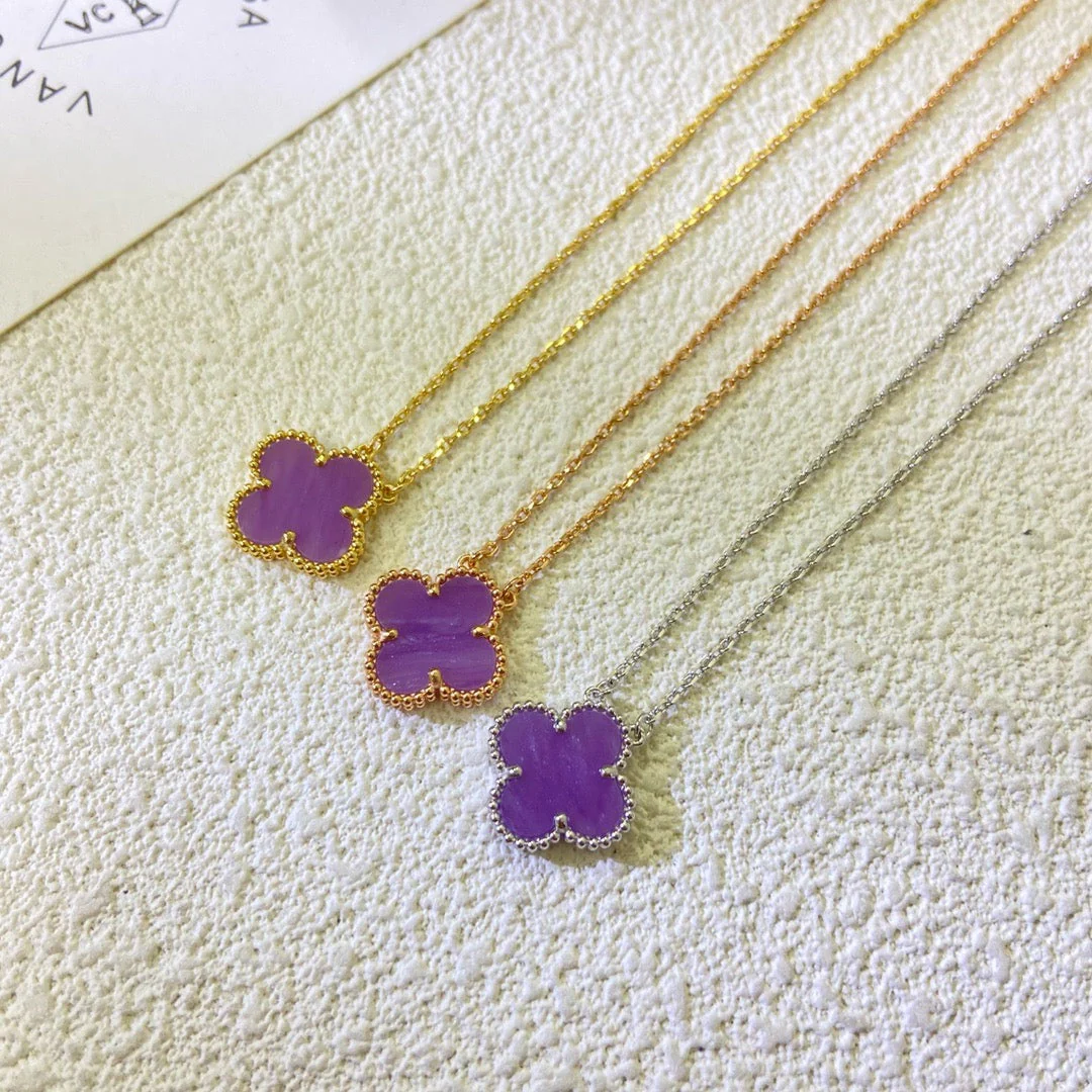 Regalia jewelryCLOVER 15MM  PURPLE VIOLET NECKLACE