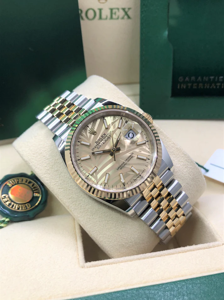 【Super Clone】ROLEX  Datejust 36mm 126233 Golden Palm Motif Dial Jubilee Bracelet Watch