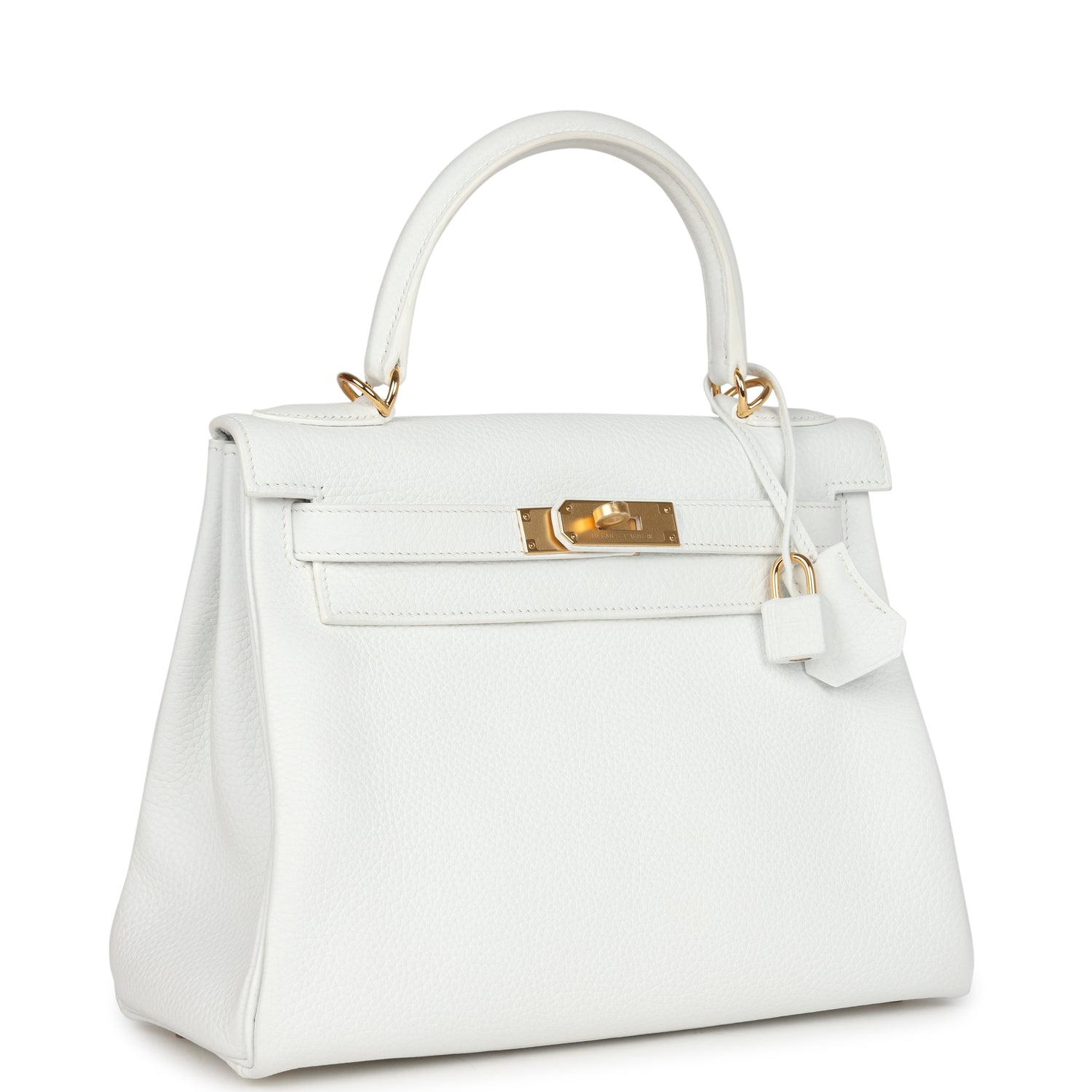 Hermès Kelly Retourne 28 White Clemence Gold Hardware
