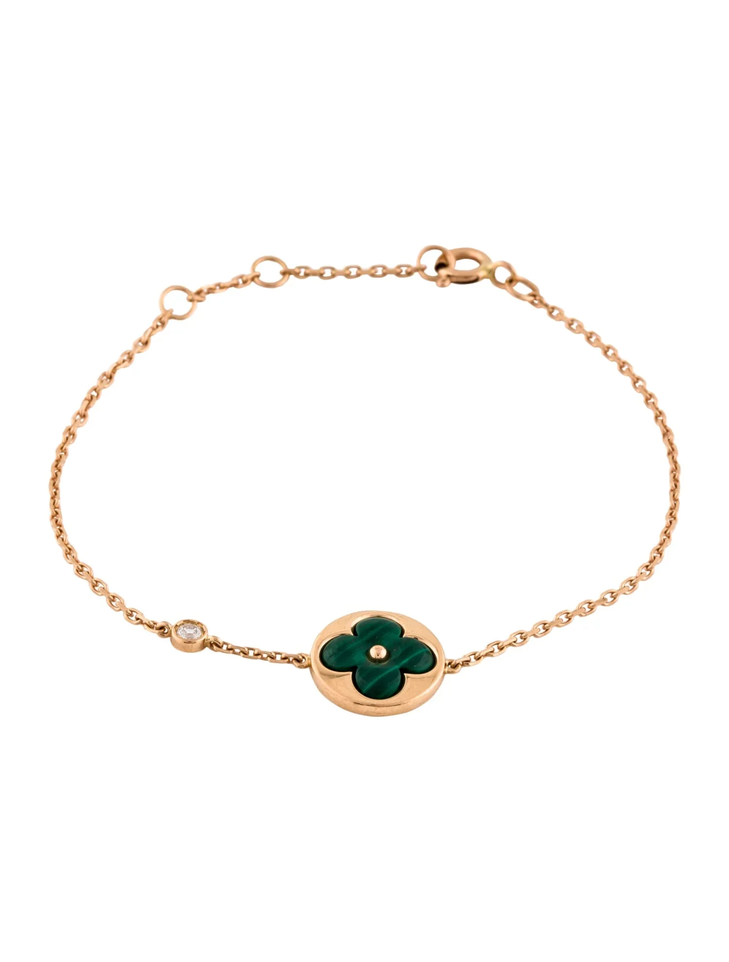 Regalia jewelrySUN MALACHITE 1 DIAMOND PINK GOLD BRACELET