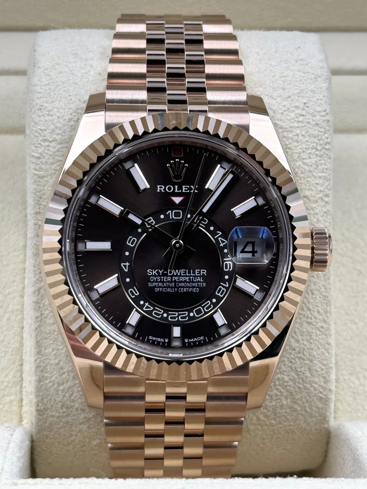 【Super Clone】ROLEX  Sky-Dweller 42mm 336935-0004/0008 Rose Gold Rhodium Dial Oyster