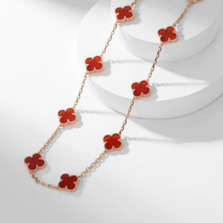 Regalia jewelryCLOVERS THE  10-MOTIFS CARNELIAN NECKLACE