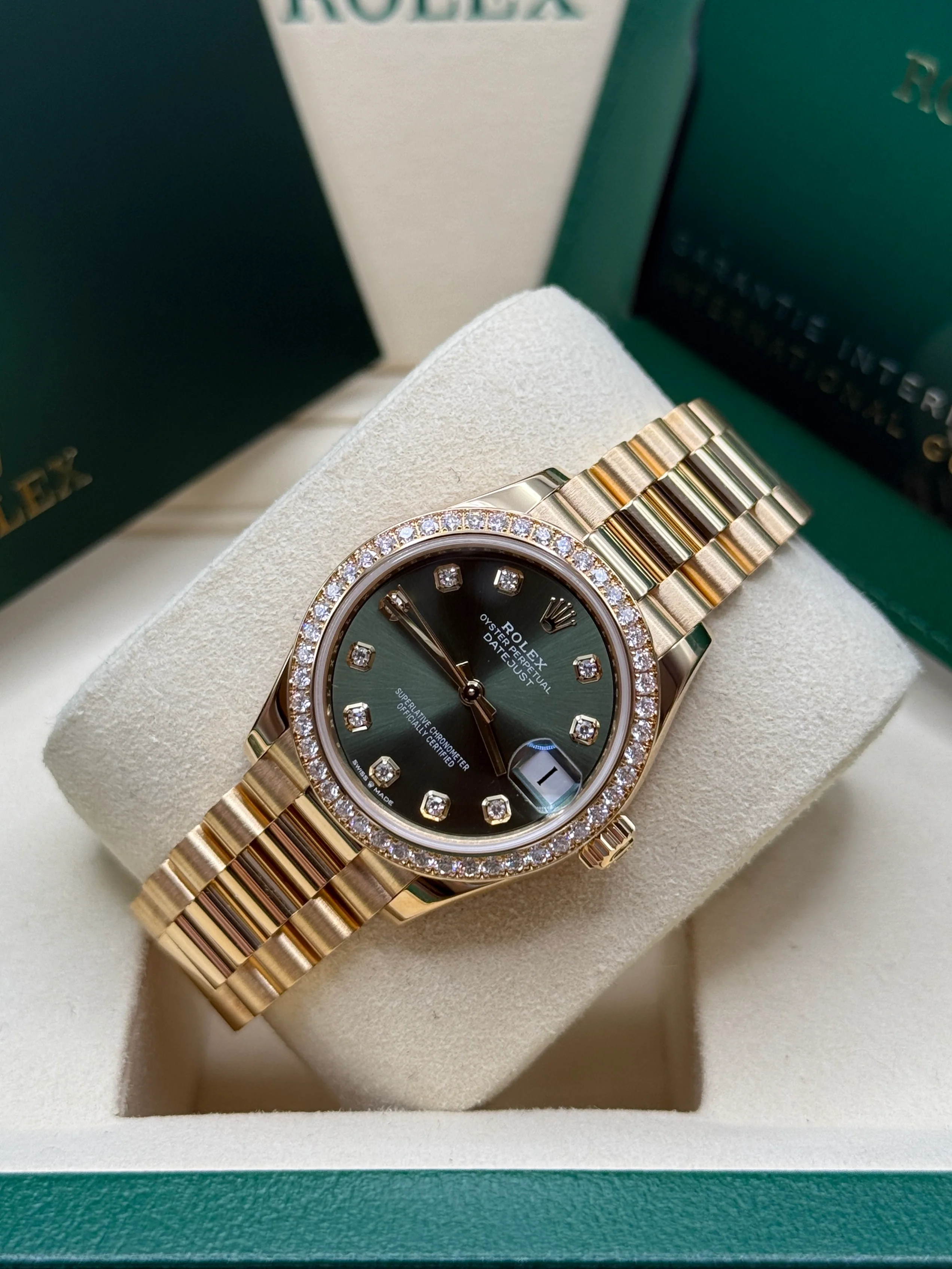 【Super Clone】ROLEX Datejust m278288RBR-0007 Olive Green 31mm Dial President Bracelet Watch