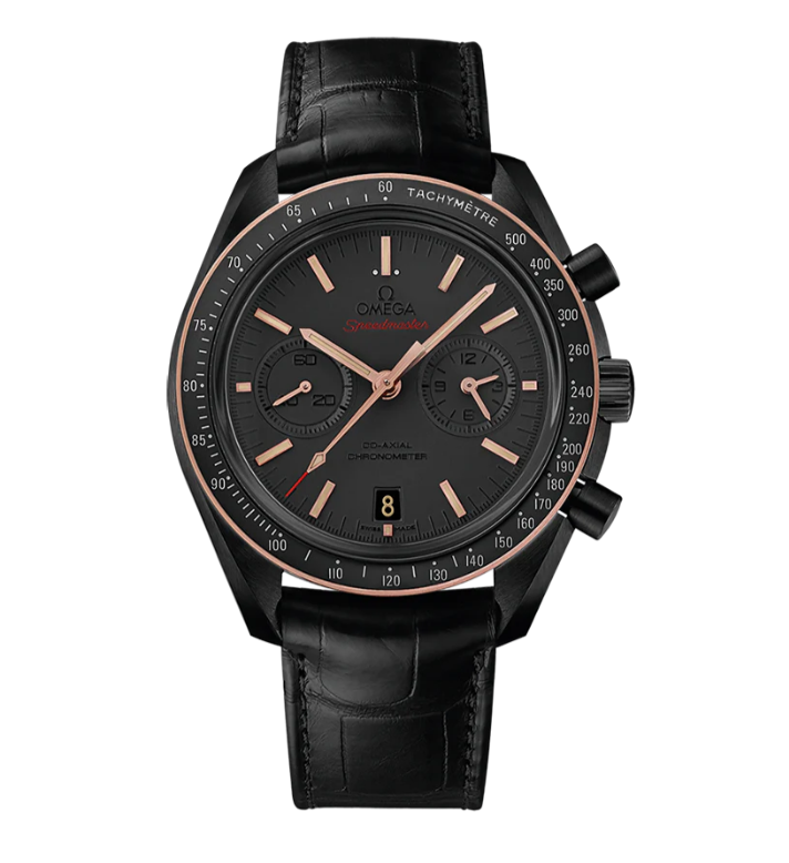 Speedmaster Dark Side of the Moon 44.25 mm, black ceramic on leather strap