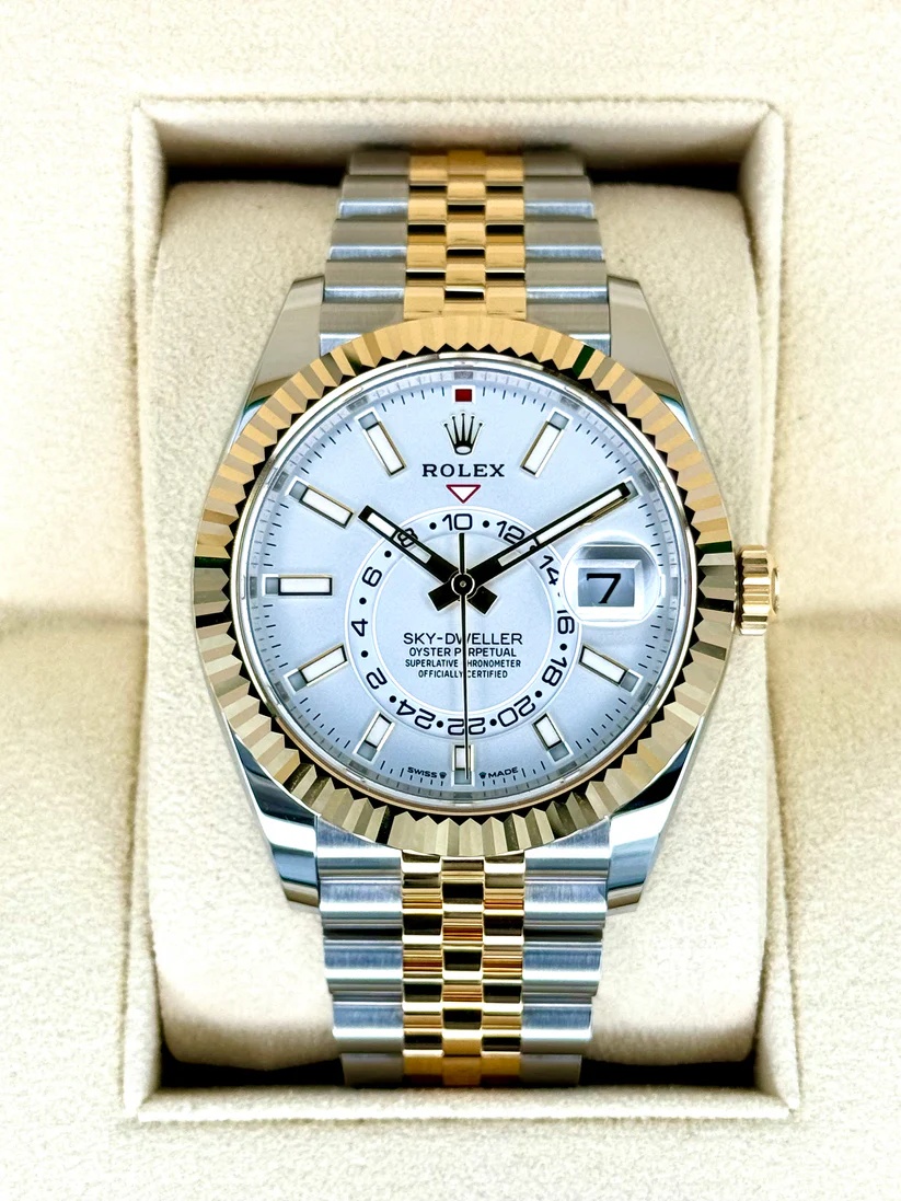 【Super Clone】ROLEX  Sky-Dweller 42mm 336933-0005/0006 Two-Tone Yellow Gold White Dial Oyster