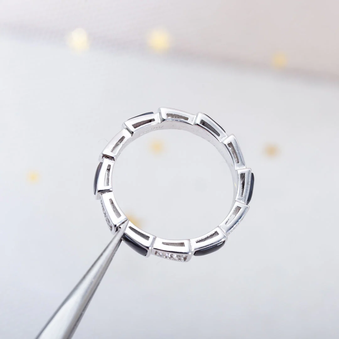 Regalia jewelrySERPENTI RING SILVER  DIAMOND BLACK MOP 3MM