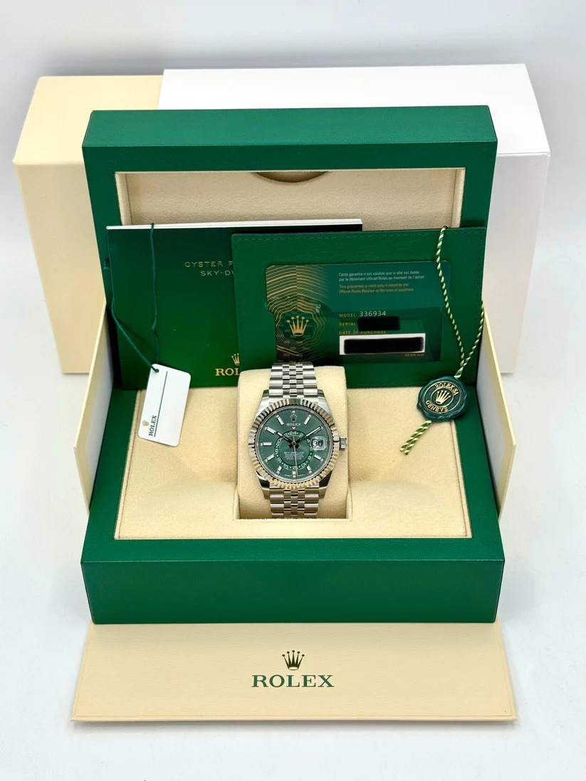 【Super Clone】ROLEX  Sky-Dweller 42mm 336934-0001/0002 Stainless Steel Green Dial Oyster
