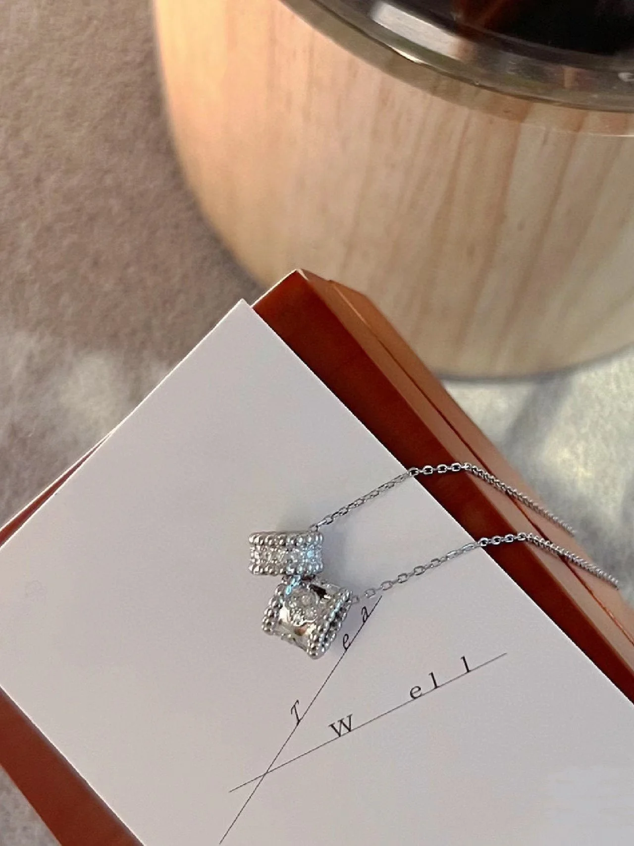 Regalia jewelryPERLEE DOUBLE PENDANT SILVER DIAMOND NECKLACE