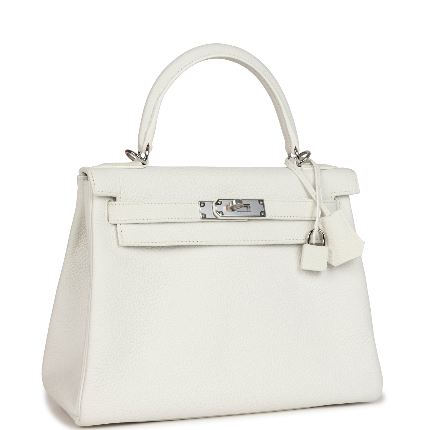 Hermès Kelly Retourne 28 White Clemence Palladium Hardware