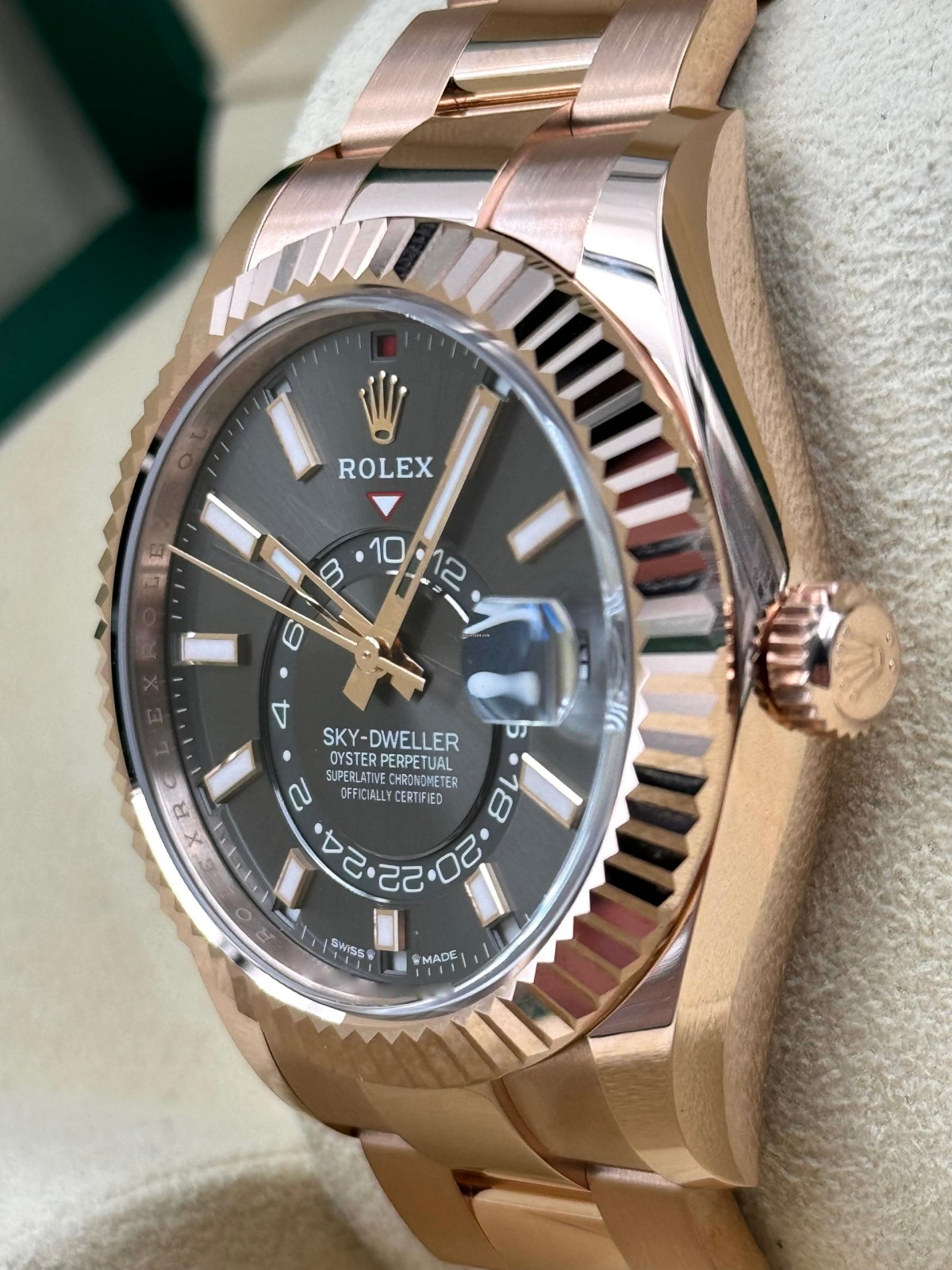 【Super Clone】ROLEX  Sky-Dweller 42mm 336935-0004/0008 Rose Gold Rhodium Dial Oyster