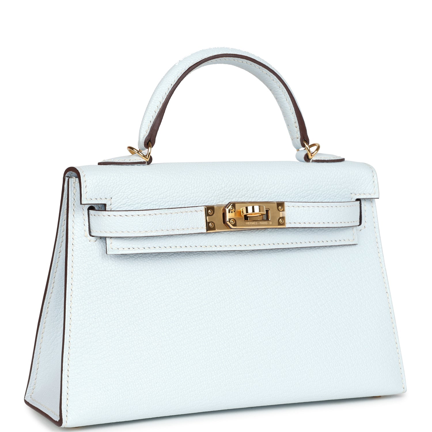 Hermès Kelly Sellier 20 Bleu Brume Chevre Gold Hardware
