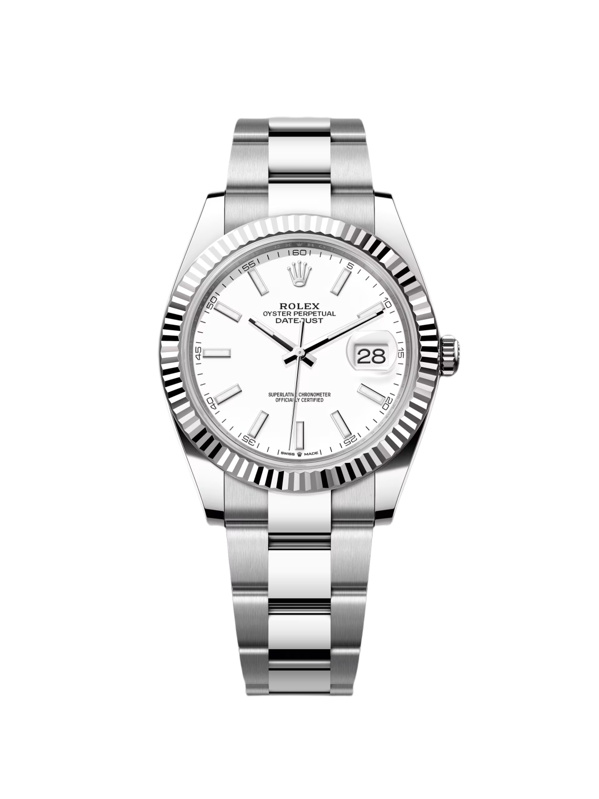 【Super Clone】ROLEX  Datejust 41mm  White Index Oyster Stainless Steel Men's Watch - 126334