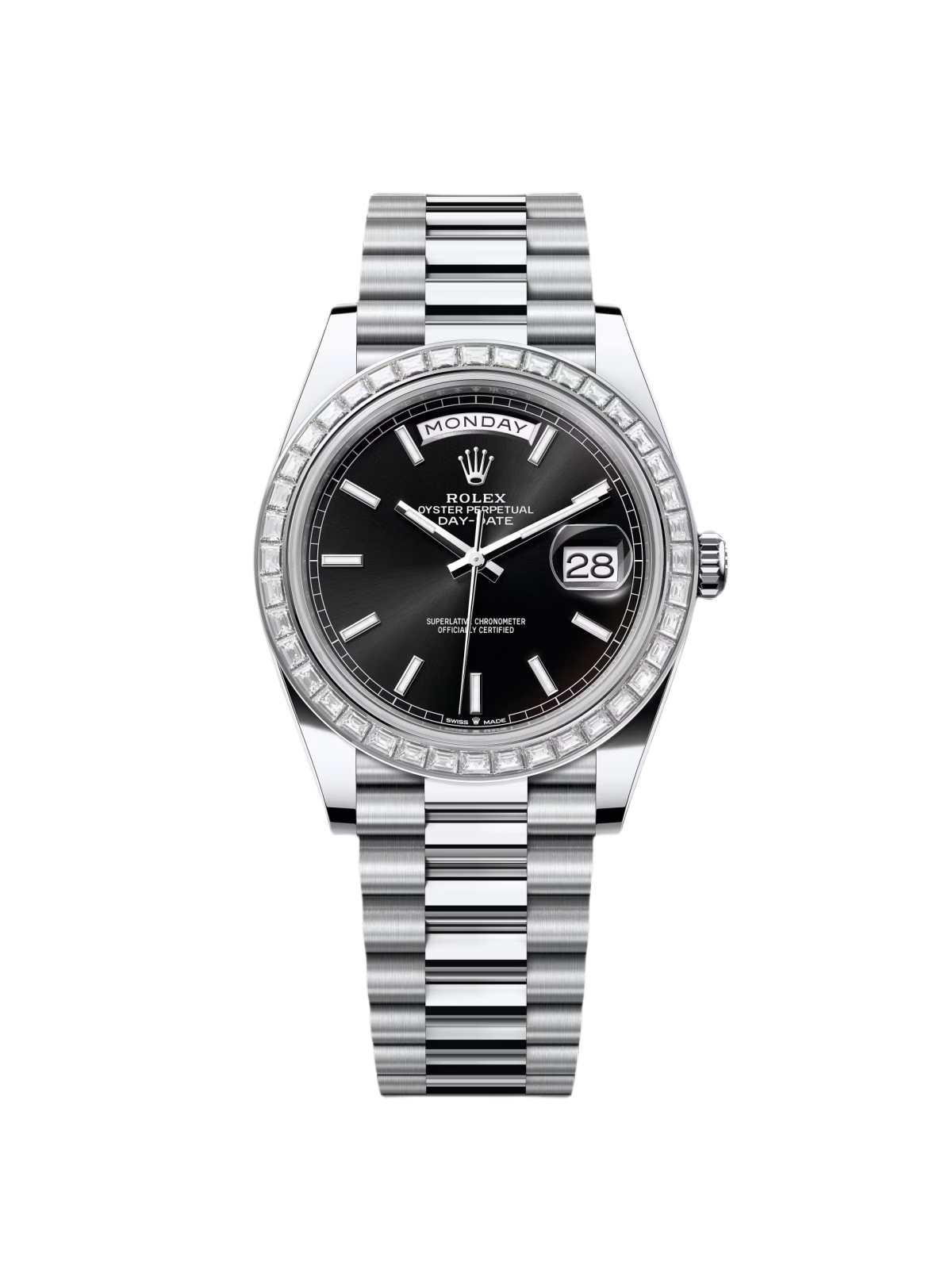 【Super Clone】ROLEX Day-Date 40mm 228396TBR-0024 Black Dial Diamond Bezel