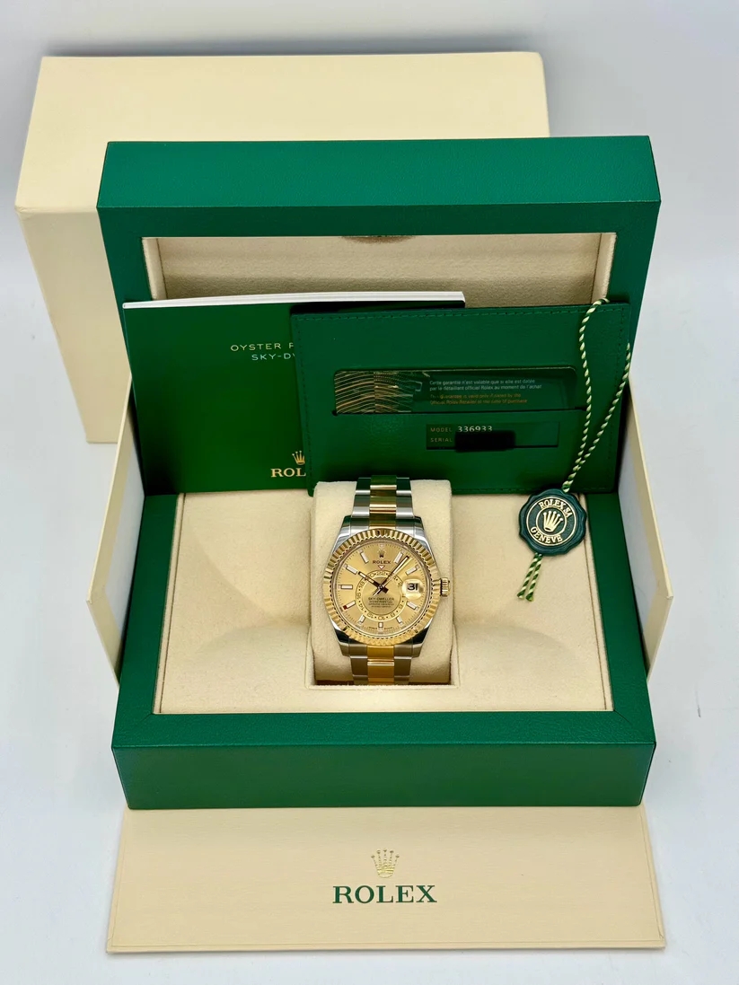 【Super Clone】ROLEX  Sky-Dweller 42mm 336933-0001/0002 Two-Tone Yellow Gold Champagne Dial Oyster