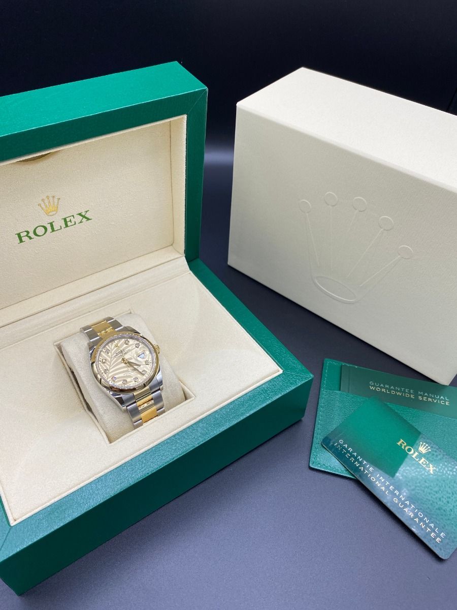 【Super Clone】ROLEX  Datejust 36mm 126203 Golden Palm Dial Domed Bezel Oyster Bracelet