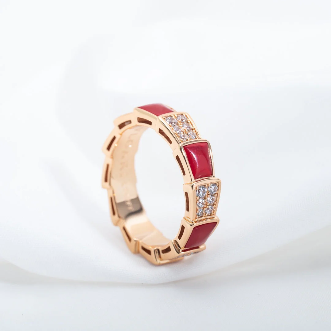 Regalia jewelrySERPENTI RING PINK GOLD CARNELIAN DIAMOND PAVED 4MM