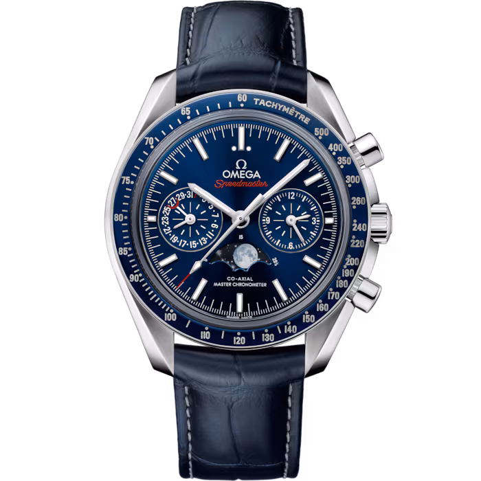 Speedmaster MoonPhase 44.25 mm Stainless steel and leather strap