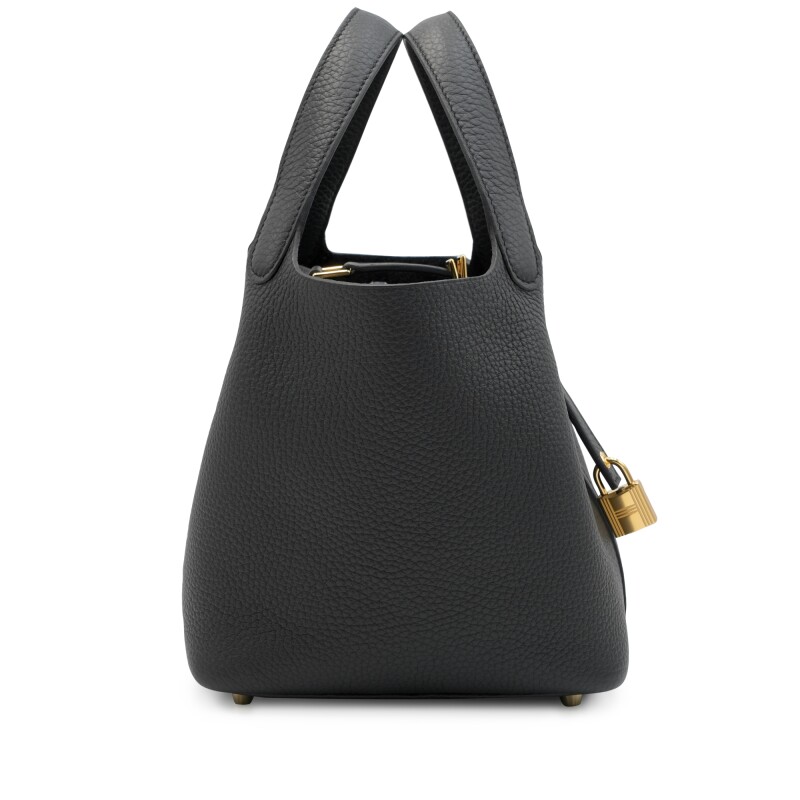 Hermès Black Clemence Picotin Lock 18 Gold Hardware