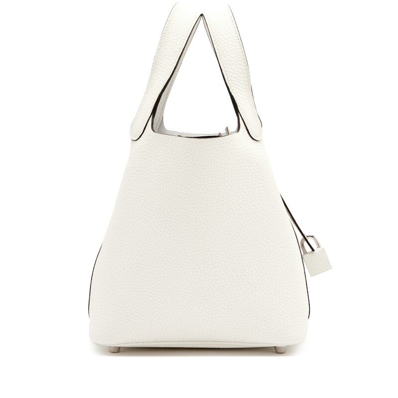 Hermès New White Clemence Picotin Lock 18 Palladium Hardware