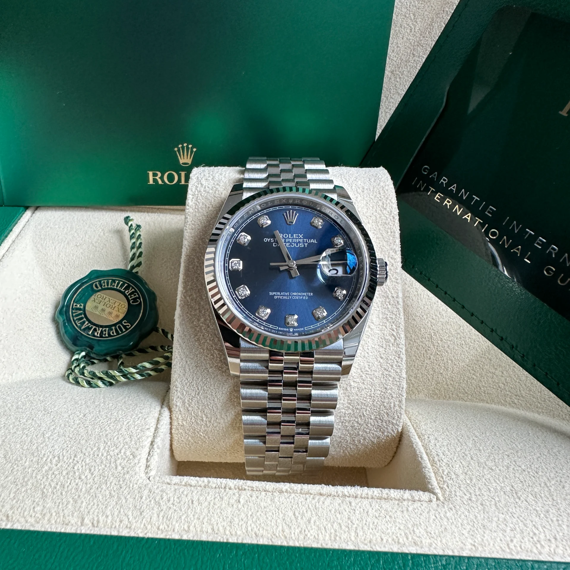 【Super Clone】ROLEX  Datejust 36mm 126234 Blue Diamond Dial Stainless Steel Jubilee Mens Watch