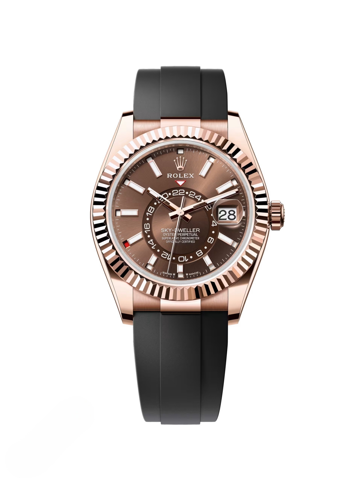 【Super Clone】ROLEX Sky-Dweller 42mm Rose Gold Chocolate Dial Oysterflex - 336235