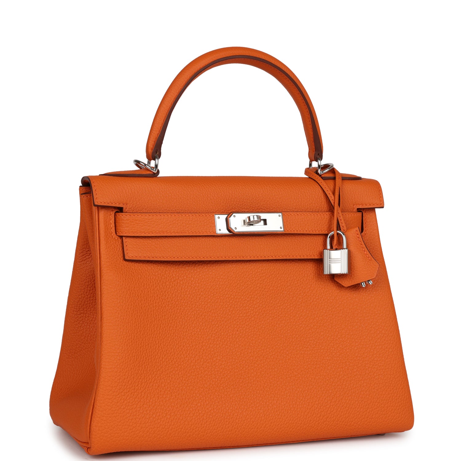 Hermès Kelly Retourne 28 Orange Togo Palladium Hardware