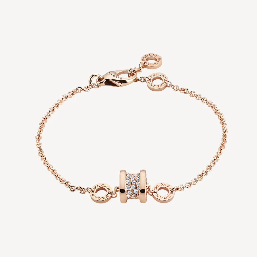 Regalia jewelryZERO 1 SOFT PINK GOLD WITH PAVED DIAMONDS ON THE SPIRAL BRACELET