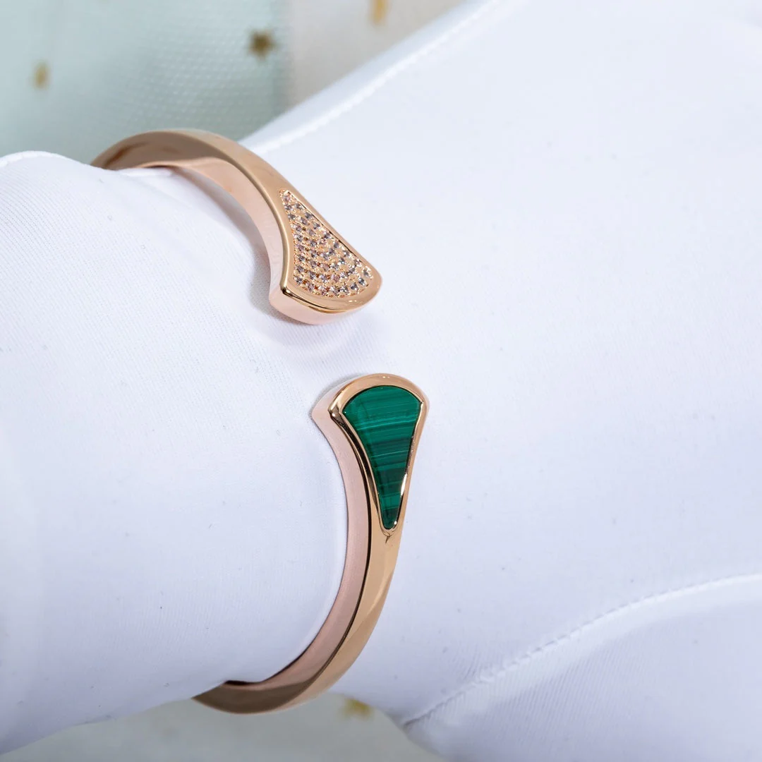 Regalia jewelryDREAM BRACELET OPEN MALACHITE PINK GOLD