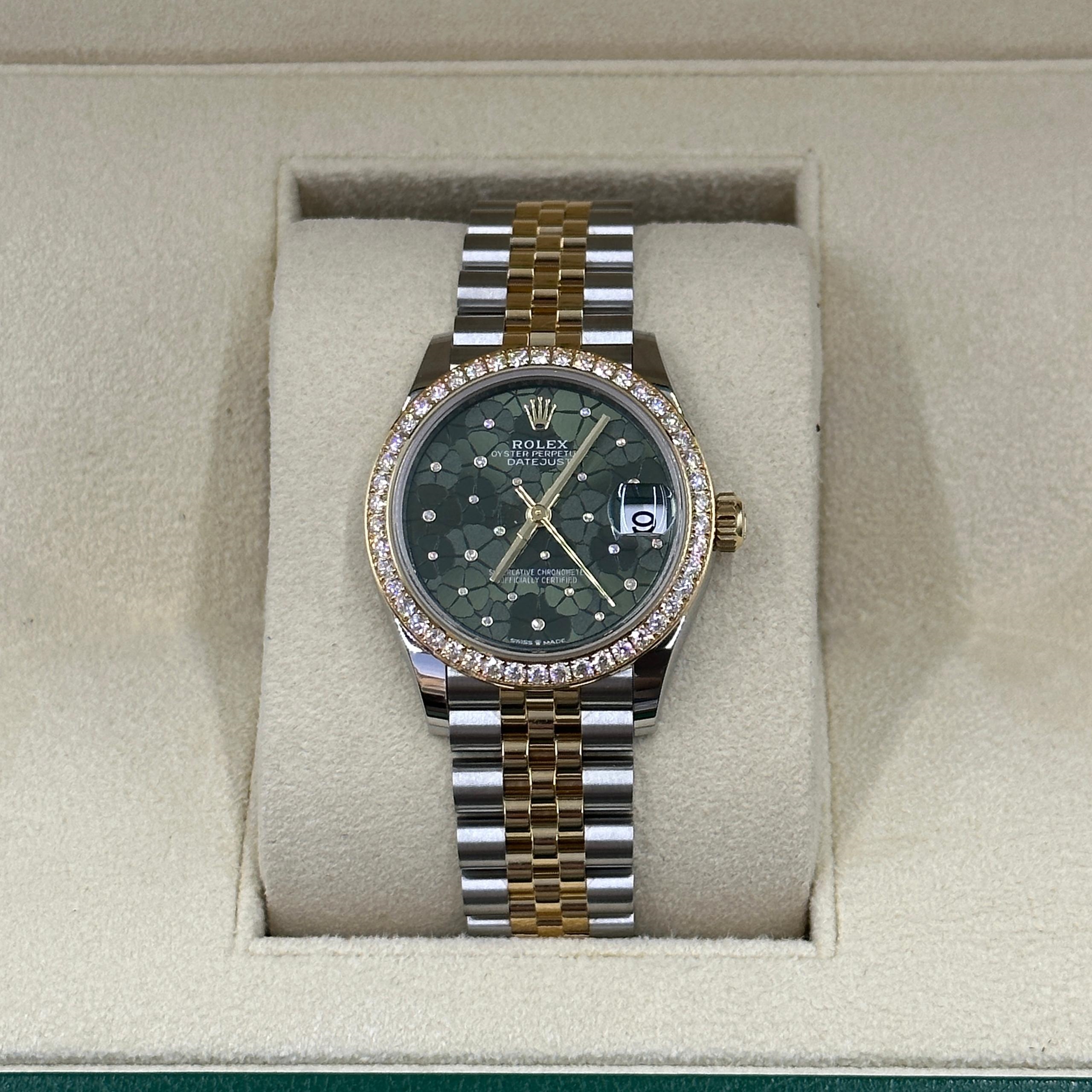 【Super Clone】ROLEX Datejust m278383-0031/0032 31mm Green Floral Dial Oyster Bracelet