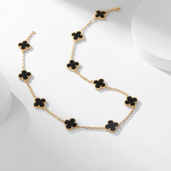Regalia jewelryCLOVERS THE 10-MOTIFS ONYX NECKLACE