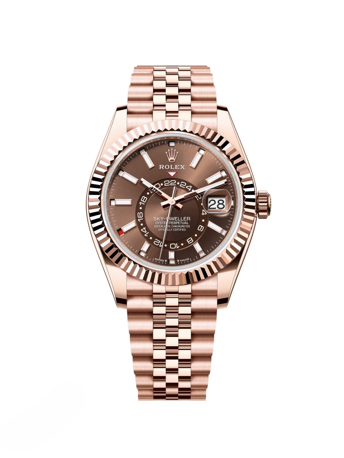 【Super Clone】ROLEX Sky-Dweller 42mm 336935-0002/0006 Rose Gold Chocolate Dial Jubilee