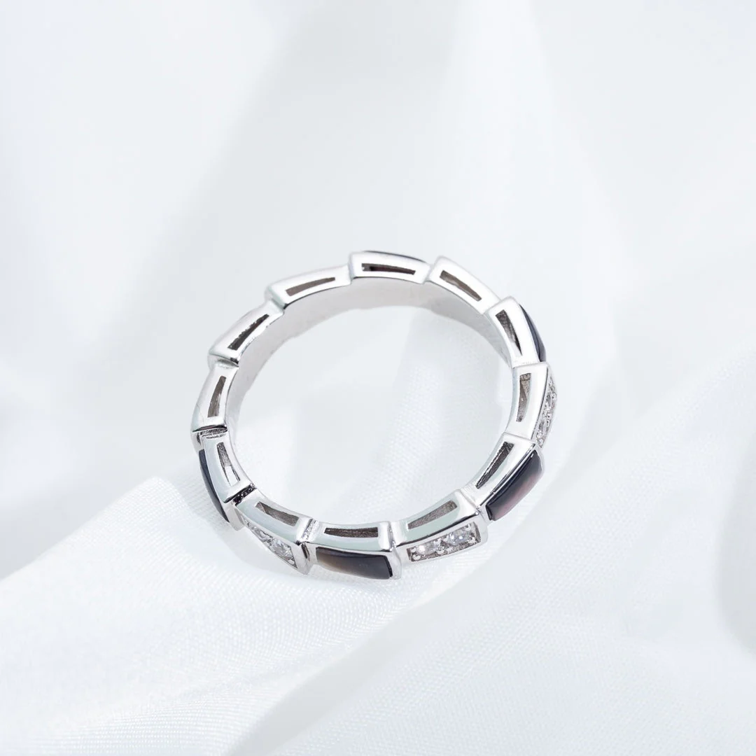 Regalia jewelrySERPENTI RING SILVER  DIAMOND BLACK MOP 3MM