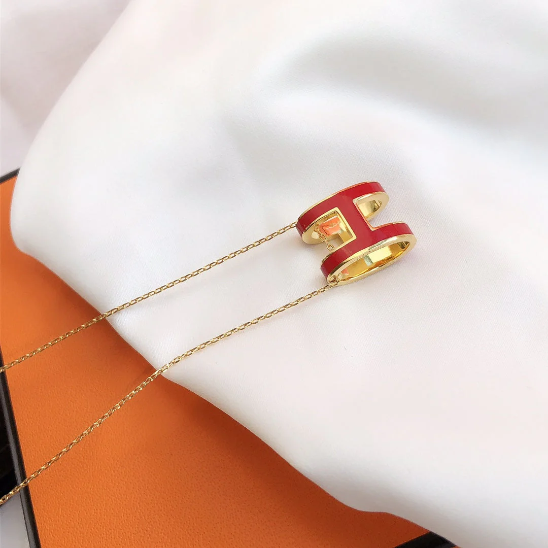 Regalia jewelryHM CLIC RED ENAMEL GOLD NECKLACE