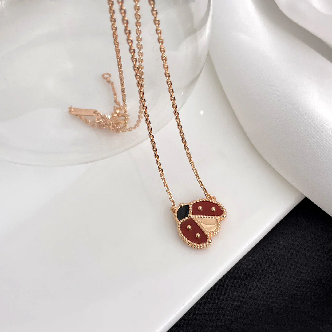 Regalia jewelryLUCKY  CARNELIANS LADYBUG NECKLACE