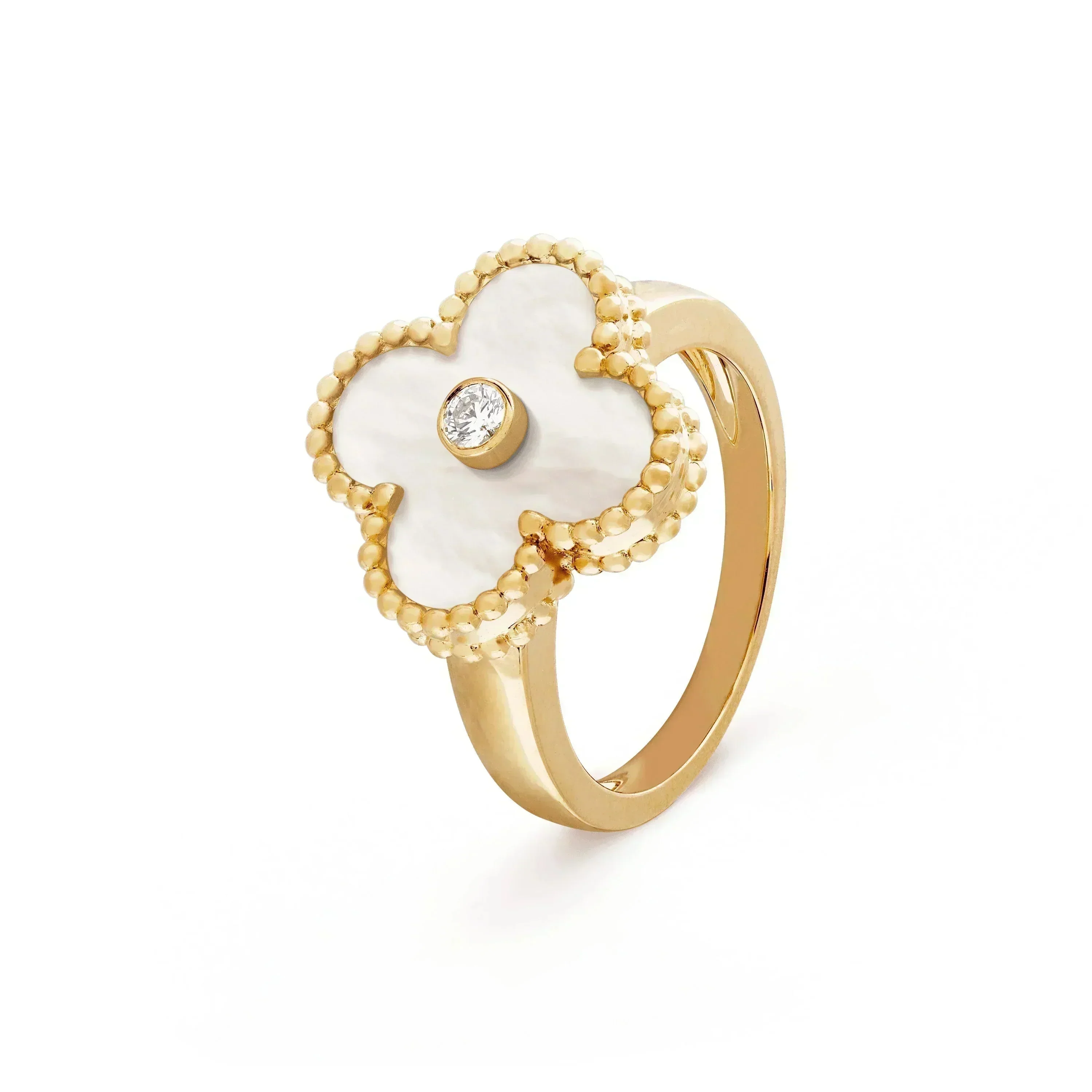 Regalia jewelryCLOVER PINK MOP RING GOLD DIAMOND