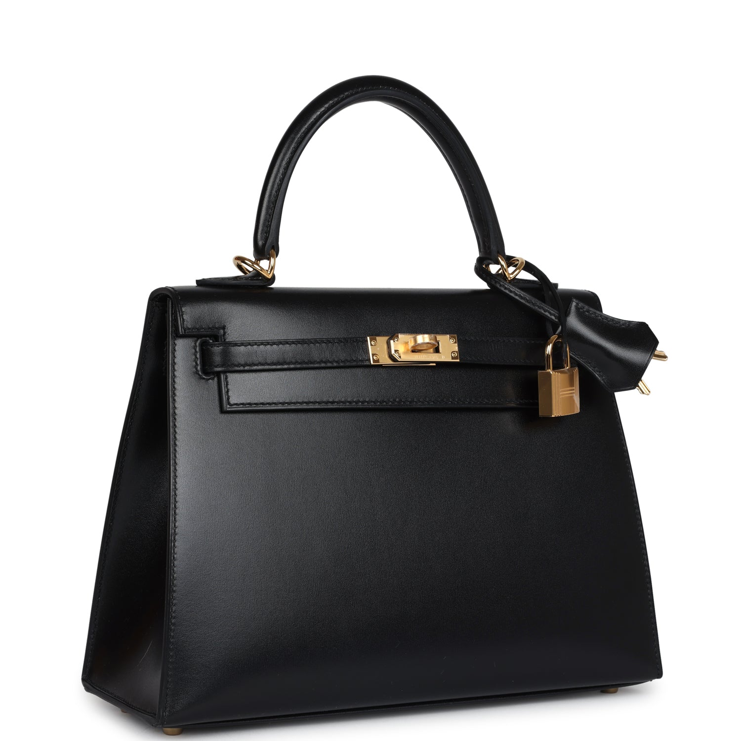 Hermès Kelly Sellier 25 Black Box Gold Hardware