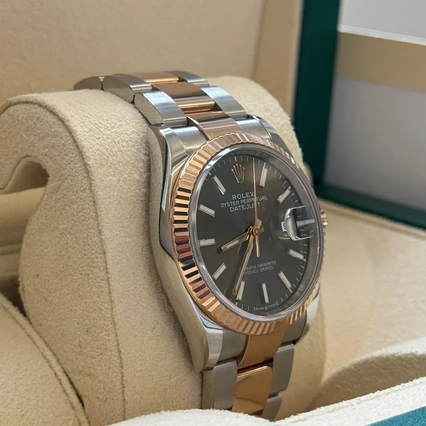 【Super Clone】ROLEX  Datejust 36mm 126231 Slate/Gray Dial Oystersteel and 18K Rose gold Oyster Bracelet