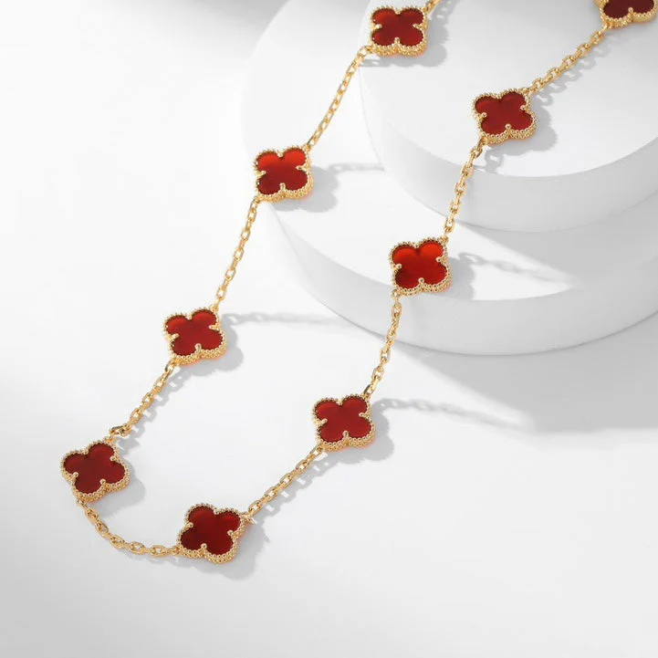 Regalia jewelryCLOVERS THE  10-MOTIFS CARNELIAN NECKLACE