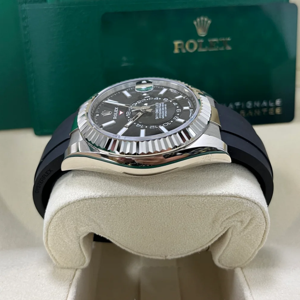 【Super Clone】ROLEX  Sky-Dweller 42mm White Gold Black Dial Oysterflex - 336239