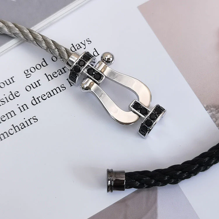 Regalia jewelryFORCE LARGE HORSESHOE BLACK DIAMOND BRACELET SILVER