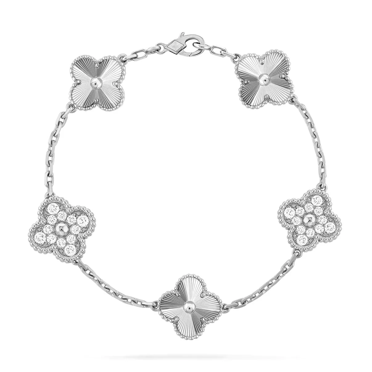 Regalia jewelryCLOVER 5 MOTIF SILVER DIAMOND BRACELET