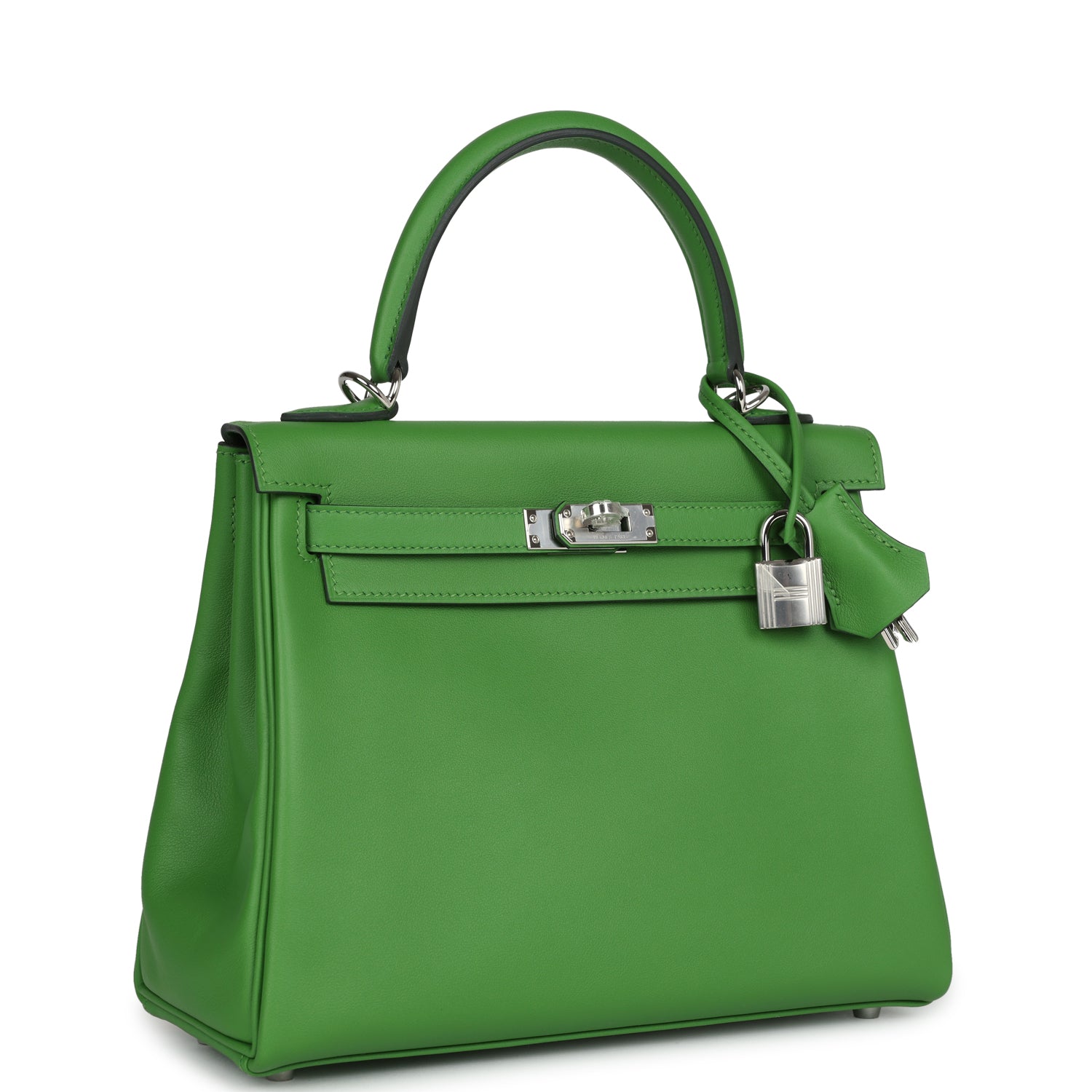 Hermès Kelly Retourne 25 Vert Yucca Swift Palladium Hardware