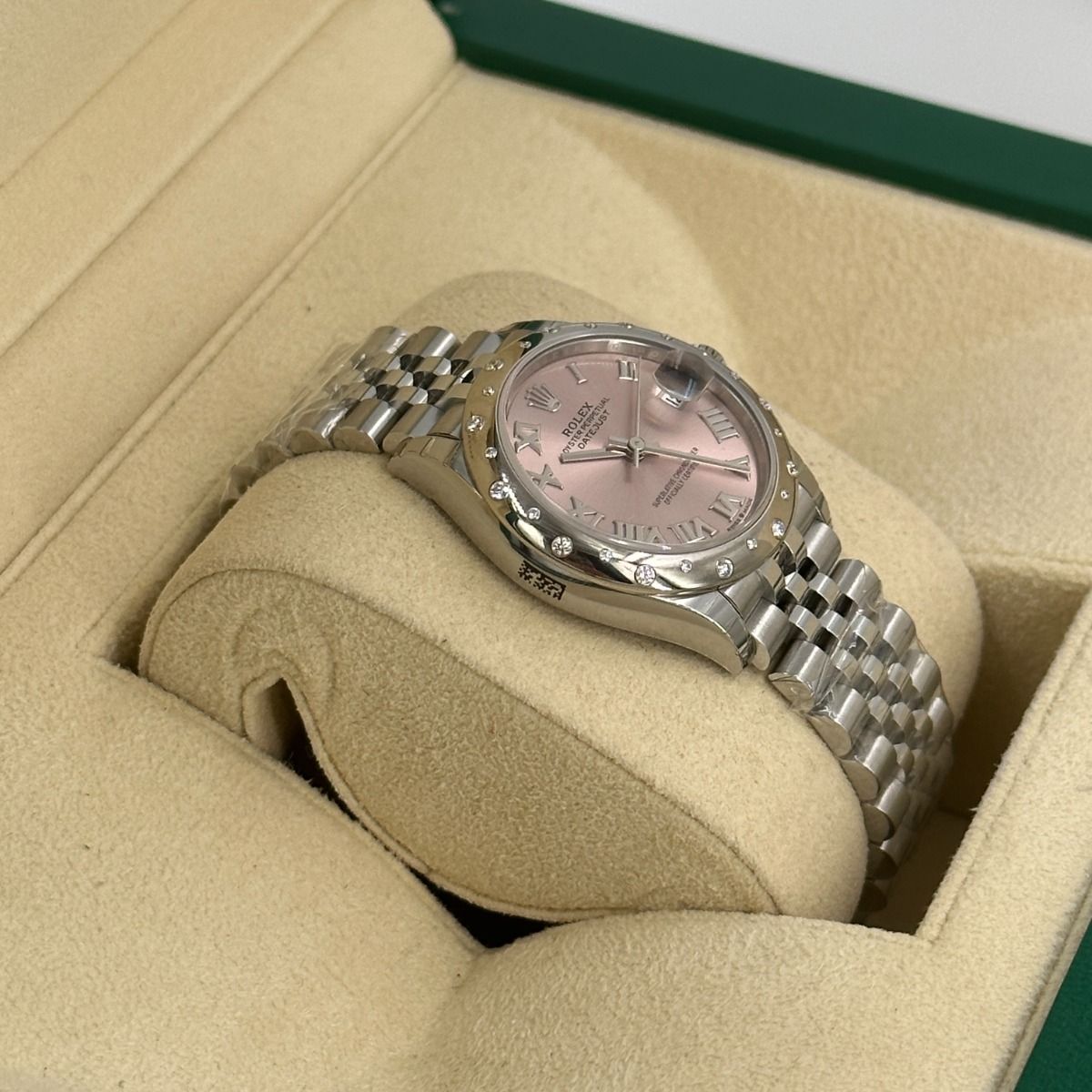 【Super Clone】ROLEX Datejust m278344-0021/0022 Pink Dial 31mm Domed Diamond Oyster Watch