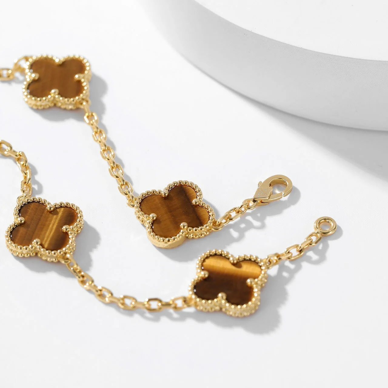Regalia jewelryCLOVERS THE 10-MOTIFS TIGER EYE NECKLACE