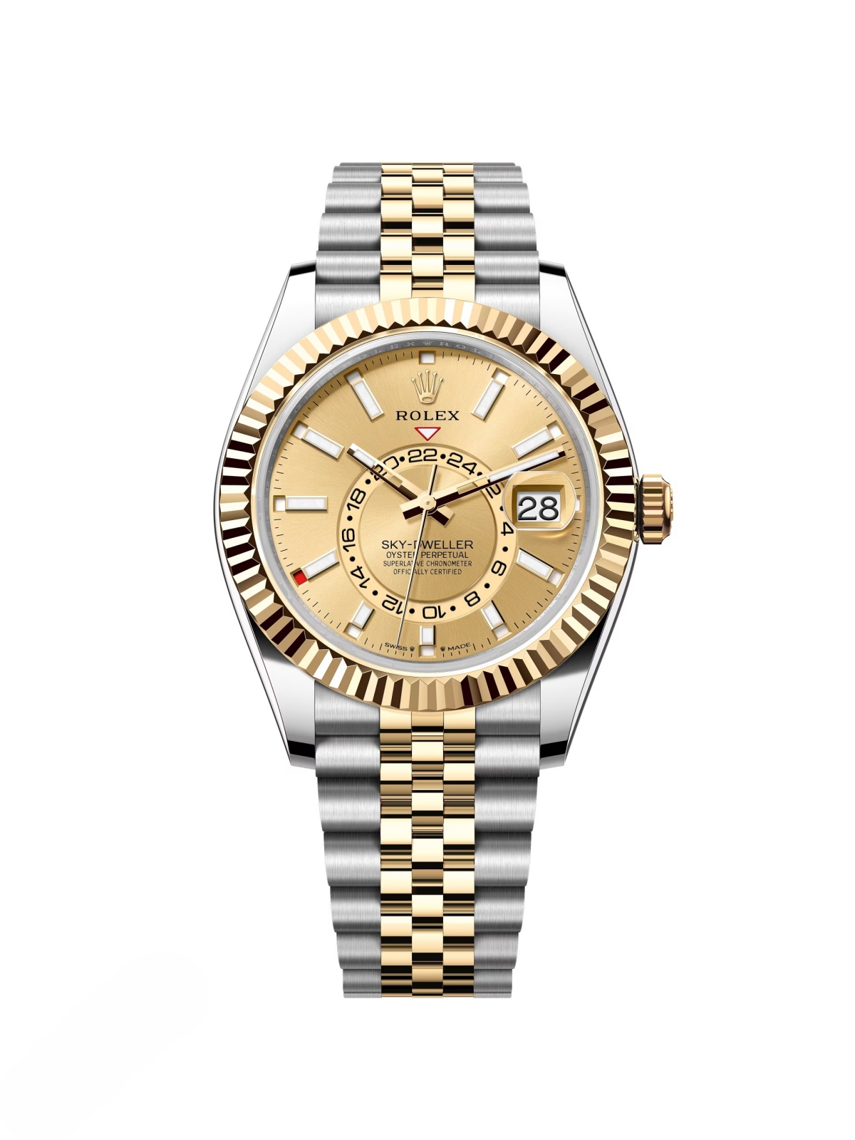 【Super Clone】ROLEX Sky-Dweller 42mm 336933-0001/0002 Two-Tone Yellow Gold Champagne Dial Oyster
