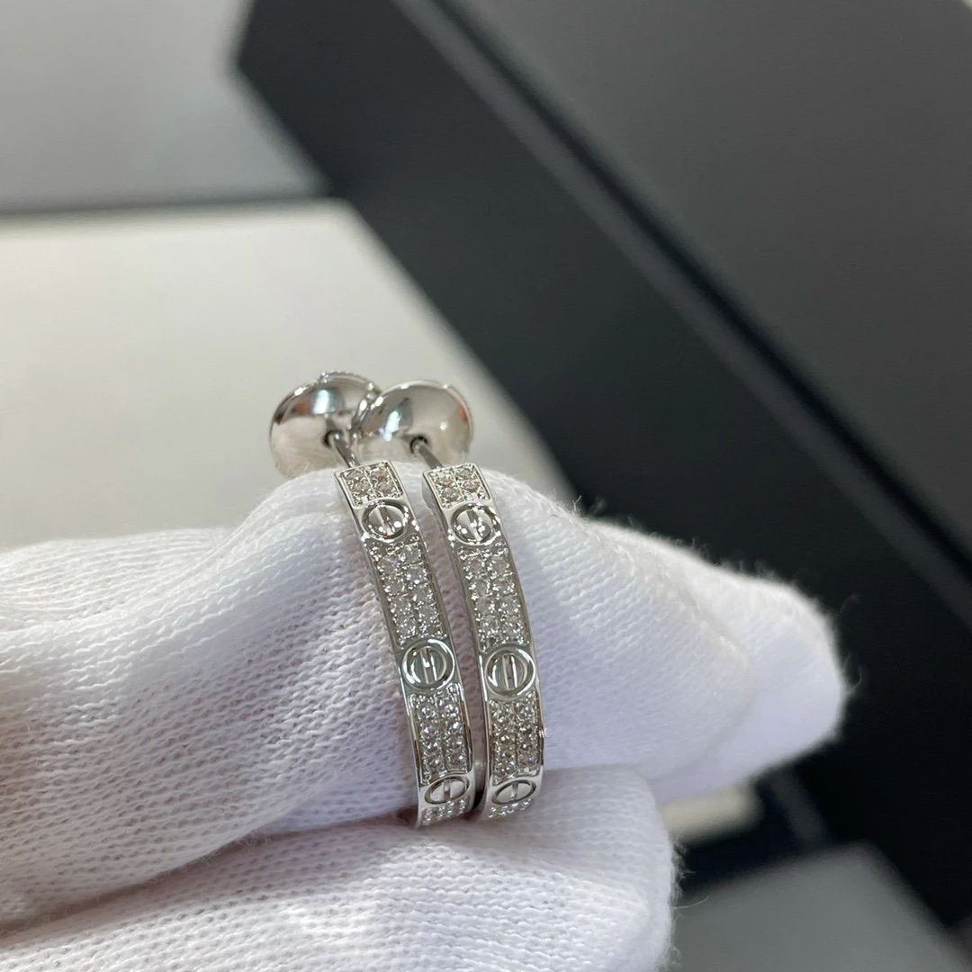 Regalia jewelryLOVE DIAMOND SILVER HOOP EARRINGS