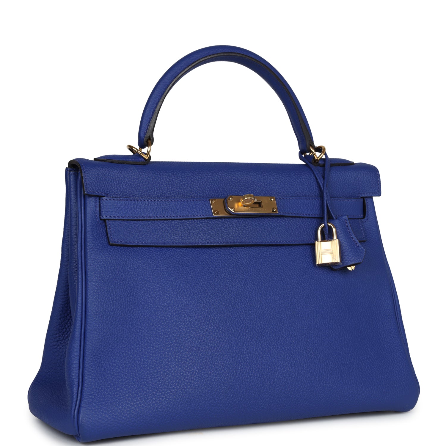 Hermès Kelly Retourne 32 Bleu Electric Togo Gold Hardware